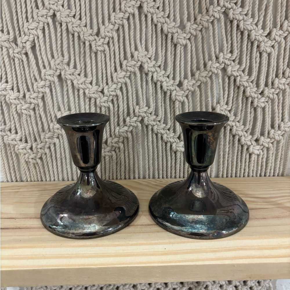 Vintage International Silver Co. silverplate candlestick holders (Set of 2)